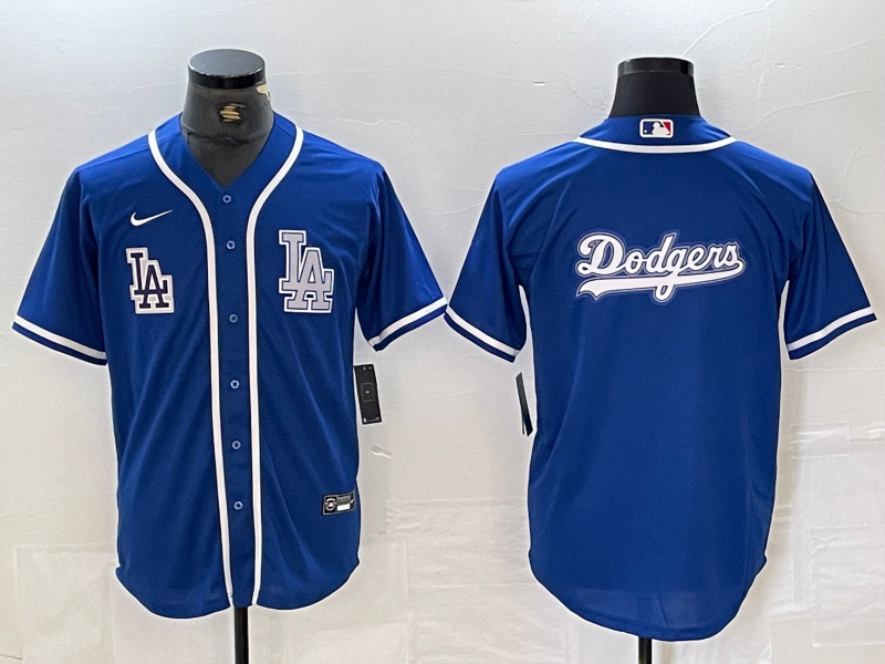 Personalized Men’s Los Angeles Dodgers Big logo Blue Cool Base Stitched Baseball Jersey