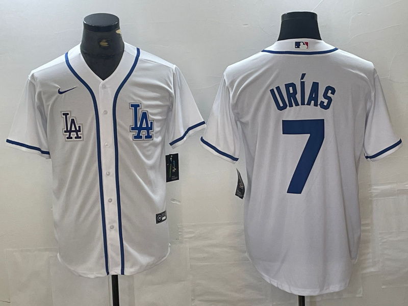 Personalized Men’s Los Angeles Dodgers #7 Julio Urías White Cool Base Stitched Baseball Jersey
