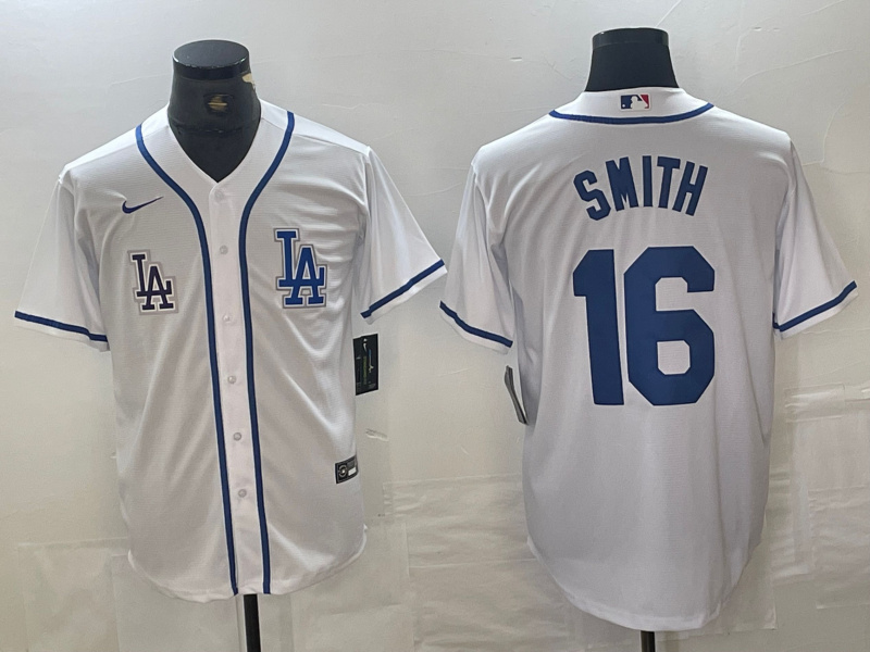 Personalized Men’s Los Angeles Dodgers #16 Will Smith White Cool Base Stitched Baseball Jersey