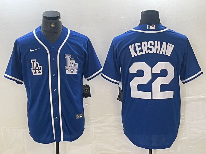 Personalized Men’s Los Angeles Dodgers #22 Clayton Kershaw Blue Cool Base Stitched Baseball Jersey