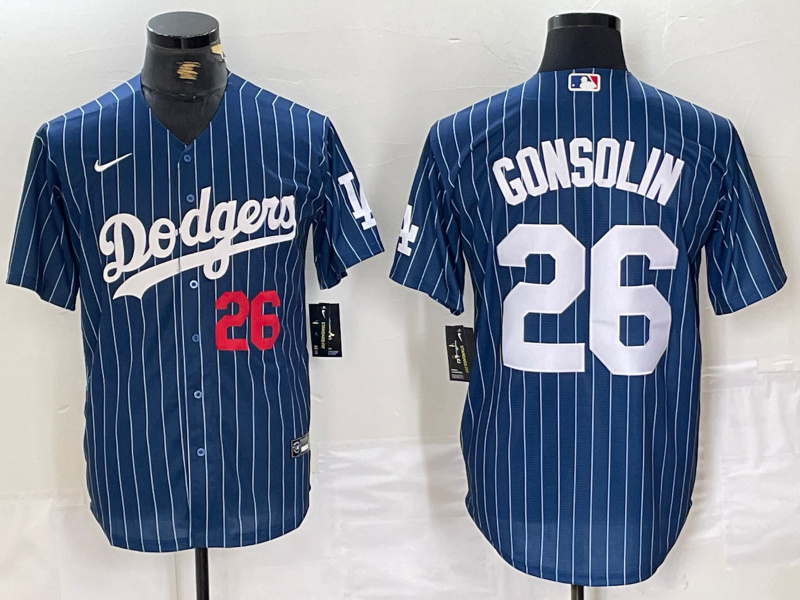 Personalized Men’s Los Angeles Dodgers #26 Tony Gonsolin Blue Cool Base Stitched Baseball Jersey