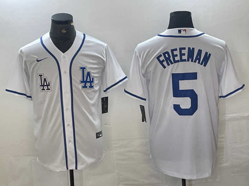 Personalized Men’s Los Angeles Dodgers #5 Freddie Freeman White Cool Base Stitched Baseball Jersey