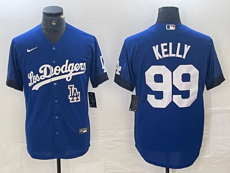 Personalized Men’s Los Angeles Dodgers #99 Joe Kelly Blue City Connect Cool Base Stitched Baseball Jersey