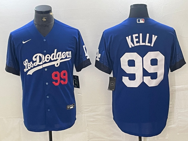 Personalized Men’s Los Angeles Dodgers #99 Joe Kelly Blue City Connect Cool Base Stitched Baseball Jersey