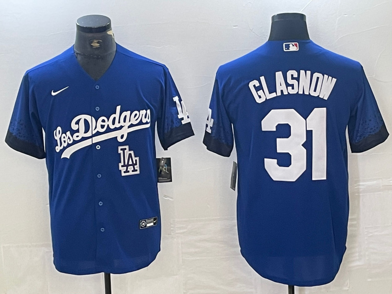 Personalized Men’s Los Angeles Dodgers #31 Tyler Glasnow Blue City Connect Cool Base Stitched Baseball Jersey