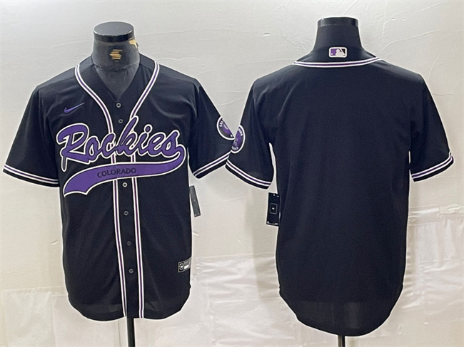 Personalized Men’s Colorado Rockies Blank Black Cool Base Stitched Baseball Jersey