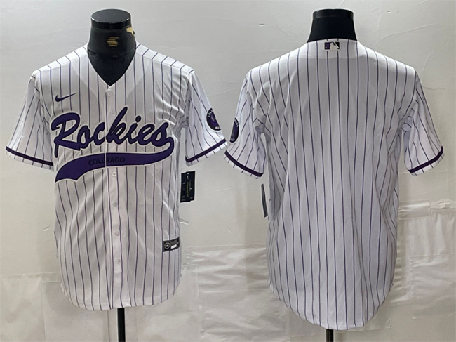 Personalized Men’s Colorado Rockies Blank White Cool Base Stitched Baseball Jersey