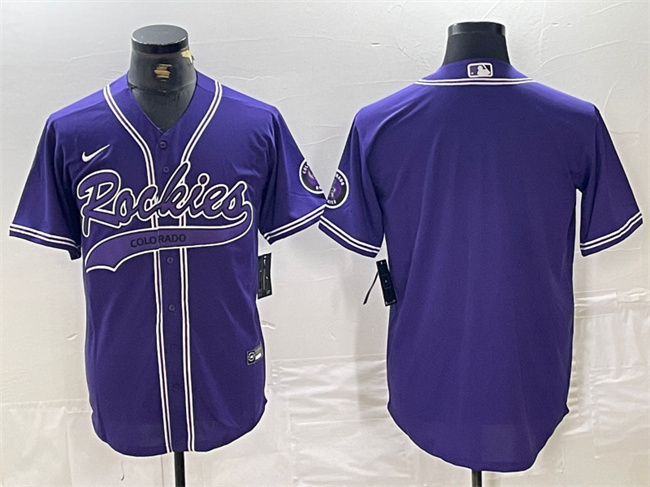 Personalized Men’s Colorado Rockies Blank Purple Cool Base Stitched Baseball Jersey