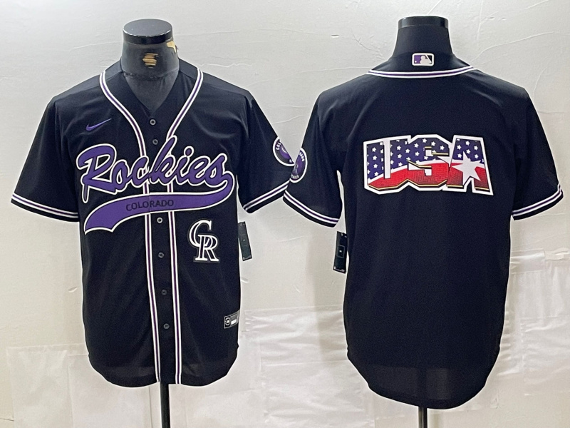 Personalized Men’s Colorado Rockies Black Team Big Logo Cool Base Stitched Baseball JerseyS 2