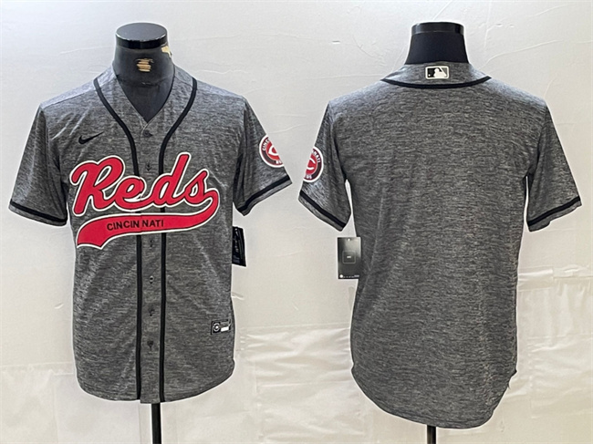 Personalized Men’s Cincinnati Reds Blank Grey Cool Base Stitched Baseball Jersey