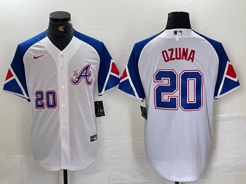 Personalized Men’s Atlanta Braves #20 Marcell Ozuna White 2024 Home Limited Stitched Baseball Jersey