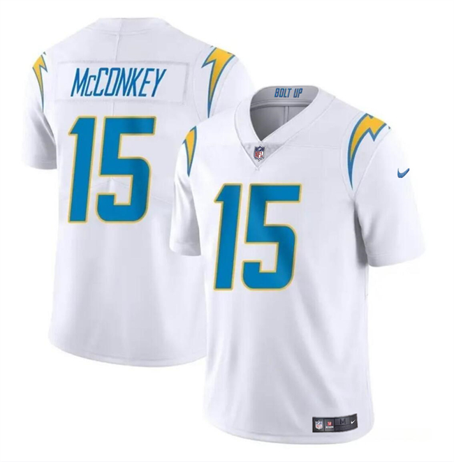 Personalized Men’s Los Angeles Chargers #15 Ladd McConkey White 2024 Draft Limited Stitched Football Jersey