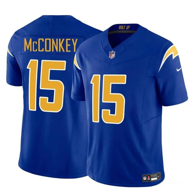 Personalized Men’s Los Angeles Chargers #15 Ladd McConkey Royal 2024 F.U.S.E Draft Limited Stitched Football Jersey