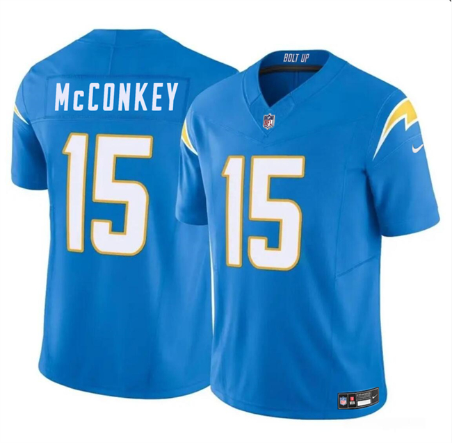 Personalized Men’s Los Angeles Chargers #15 Ladd McConkey Light Blue 2024 F.U.S.E Draft Limited Stitched Football Jersey