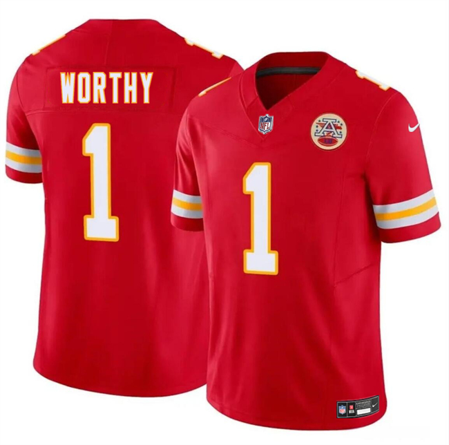 Personalized Men’s Kansas City Chiefs #1 Xavier Worthy Red 2024 Draft F.U.S.E. Untouchable Limited Stitched Football Jersey