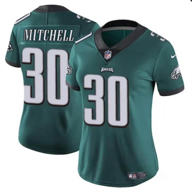 Personalized Women’s Philadelphia Eagles #30 Quinyon Mitchell Green 2024 Draft Untouchable Limited Stitched Football Jersey(Run Small)
