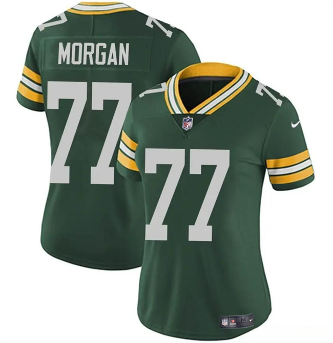 Personalized Women’s Green Bay Packers #77 Jordan Morgan Green 2024 Draft Untouchable Limited Stitched Jersey(Run Small)