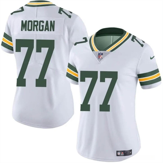 Personalized Women’s Green Bay Packers #77 Jordan Morgan White 2024 Draft Untouchable Limited Stitched Jersey(Run Small)