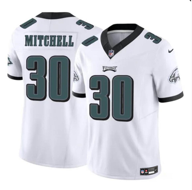 Personalized Men’s Philadelphia Eagles #30 Quinyon Mitchell White 2024 Draft F.U.S.E Untouchable Limited Stitched Football Jersey