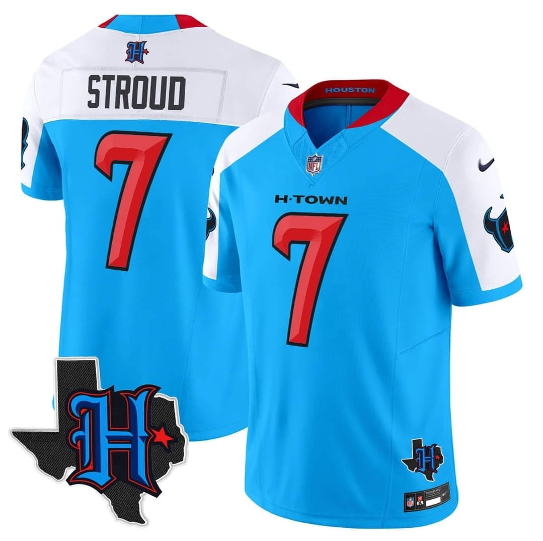 Personalized Men’s Houston Texans Active Player Blue White 2024 F.U.S.E. Limited Stitched Jersey