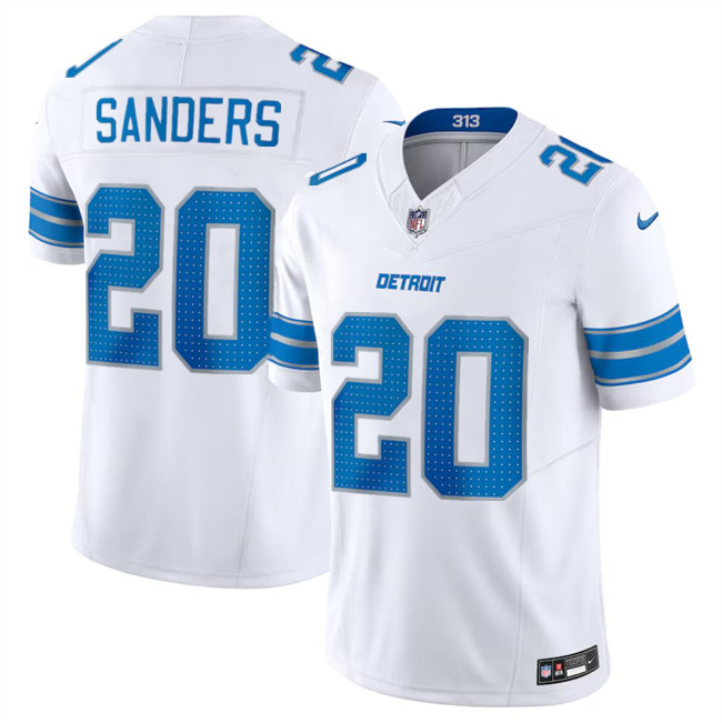 Personalized Men’s Detroit Lions #20 Barry Sanders White 2024 F.U.S.E. Limited Stitched Jersey
