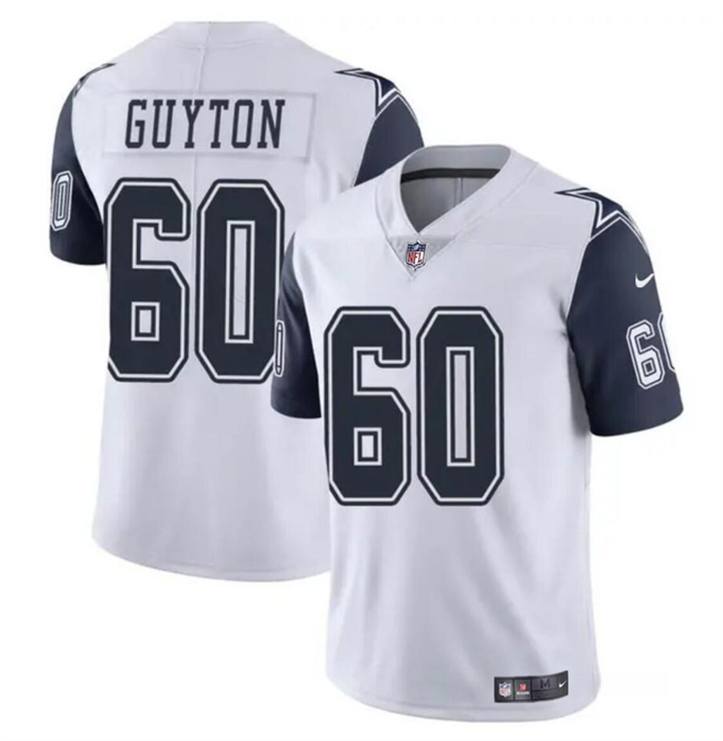 Personalized Men’s Dallas Cowboys #60 Tyler Guyton White 2024 Draft Color Rush Limited Stitched Football Jersey