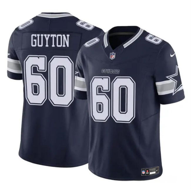 Personalized Men’s Dallas Cowboys #60 Tyler Guyton Navy 2024 Draft F.U.S.E Untouchable Limited Stitched Football Jersey