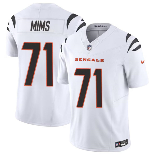 Personalized Men’s Cincinnati Bengals #71 Amarius Mims White 2024 Draft F.U.S.E Untouchable Limited Stitched Jersey