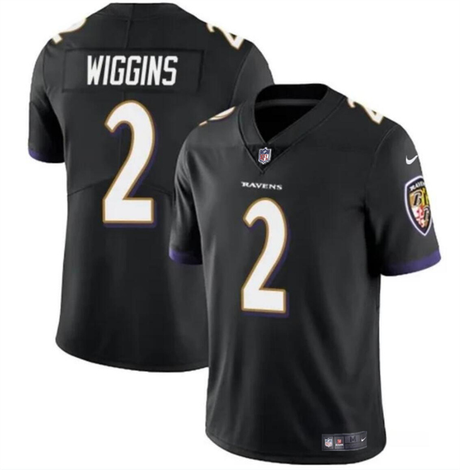 Personalized Men’s Baltimore Ravens #2 Nate Wiggins Black 2024 Draft Limited Football Jersey