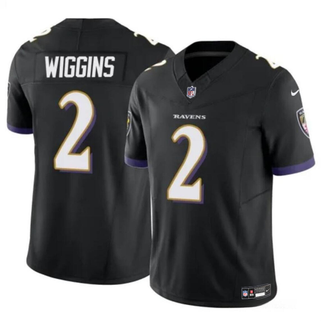 Personalized Men’s Baltimore Ravens #2 Nate Wiggins Black 2024 Draft F.U.S.E Limited Football Jersey