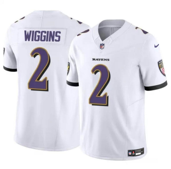 Personalized Men’s Baltimore Ravens #2 Nate Wiggins White 2024 Draft F.U.S.E Limited Football Jersey