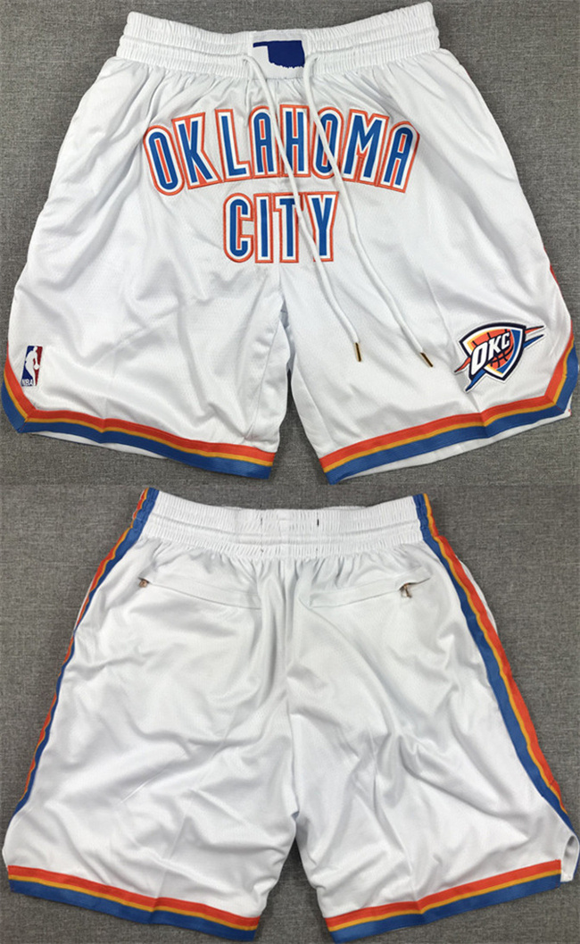 Personalized Men’s Oklahoma City Thunder White Shorts (Run Small)