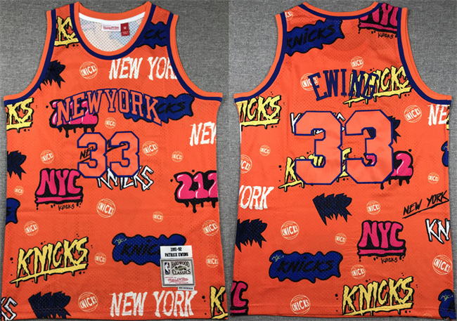 Personalized Men’s New Yok Knicks #33 Patrick Ewing Orange 1991-92 Throwback Stitched Jersey
