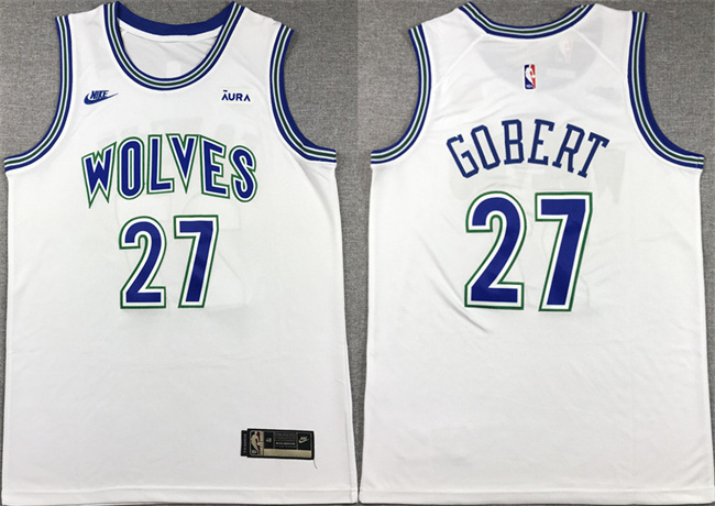 Personalized Men’s Minnesota Timberwolves #27 Rudy Gobert White City Edition Stitched Jersey