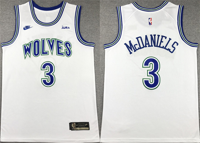 Personalized Men’s Minnesota Timberwolves #3 Jaden McDaniels White City Edition Stitched Jersey