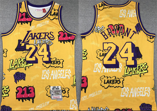 Personalized Men’s Los Angeles Lakers #24 Kobe Bryant Yellow 1996-97 Throwback Basketball Jersey
