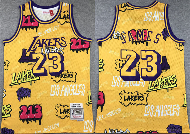 Personalized Men’s Los Angeles Lakers #23 LeBron James Yellow 1996-97 Throwback Basketball Jersey