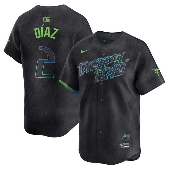 Personalized Men’s Tampa Bay Rays #2 Yandy Díaz Charcoal 2024 City Connect Limited Stitched Baseball Jersey