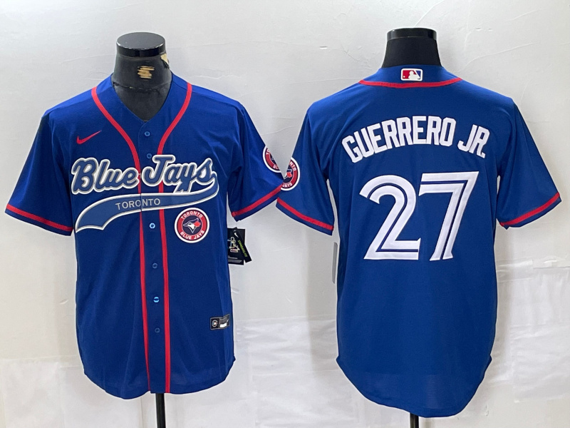Personalized Men’s Toronto Blue Jays #27 Vladimir Guerrero Jr. Royal Cool Base Stitched Baseball Jerseys