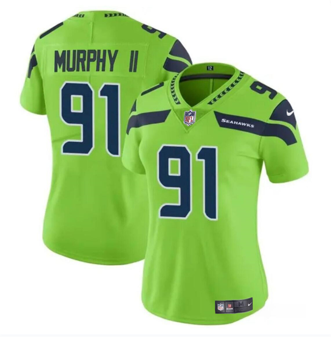 Personalized Women’s Seattle Seahawks #91 Byron Murphy II 2024 Draft Green Limited Stitched Football Jersey(Run Small)