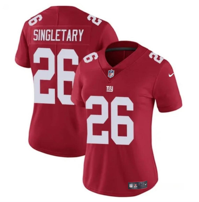 Personalized Women’s New York Giants #26 Devin Singletary Red Stitched Jersey(Run Small)
