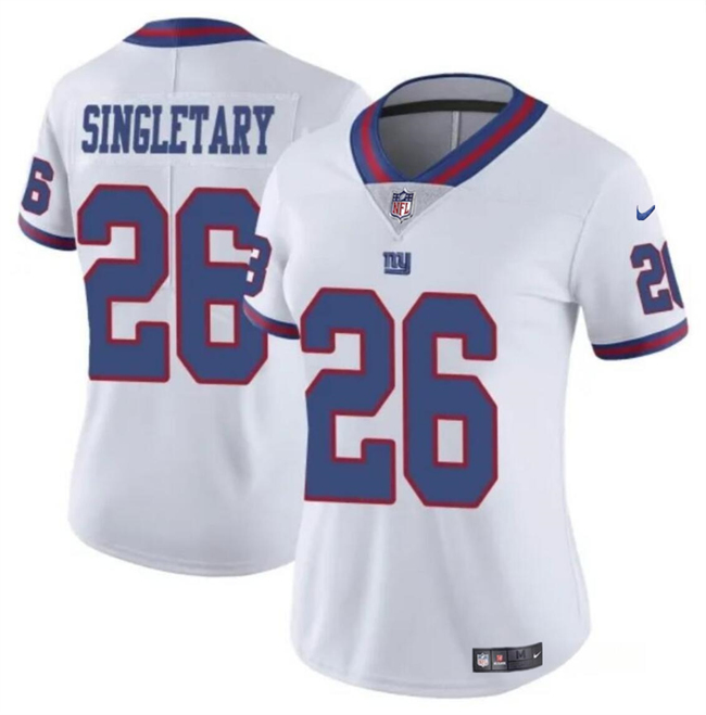 Personalized Women’s New York Giants #26 Devin Singletary White Color Rush Stitched Jersey(Run Small)