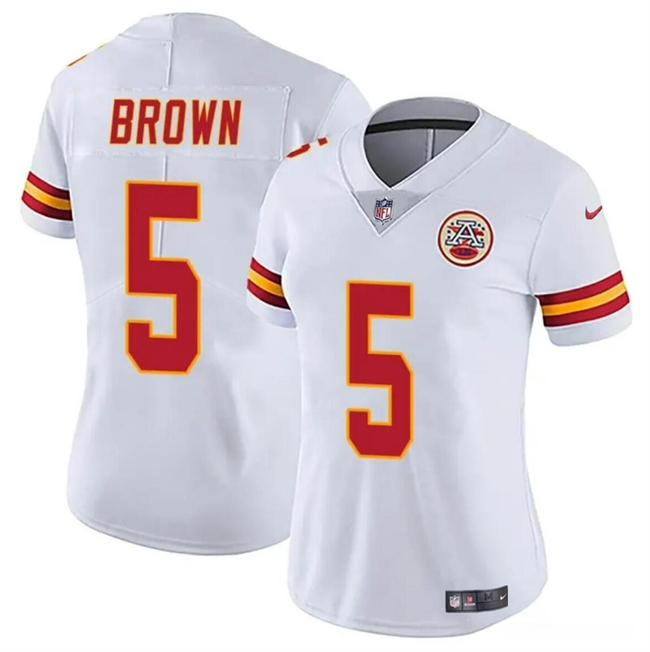 Personalized Women’s Kansas City Chiefs #5 Hollywood Brown White Untouchable Limited Stitched Jersey(Run Small)