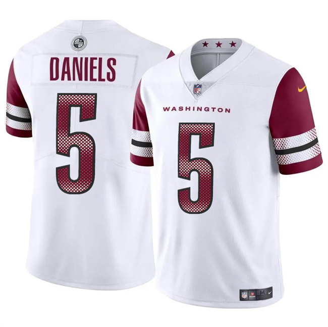 Personalized Men’s Washington Commanders #5 Jayden Daniels White 2024 Draft Limited Stitched Football Jersey