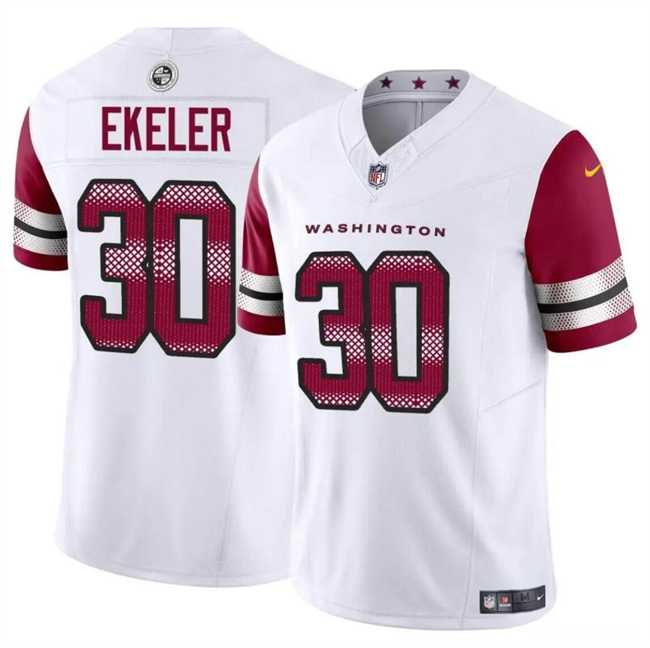 Personalized Men’s Washington Commanders #30 Austin Ekeler White 2023 F.U.S.E Limited Stitched Football Jersey