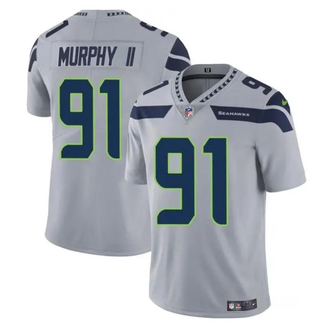 Personalized Men’s Seattle Seahawks #91 Byron Murphy II Grey 2024 Draft Limited Stitched Football Jersey