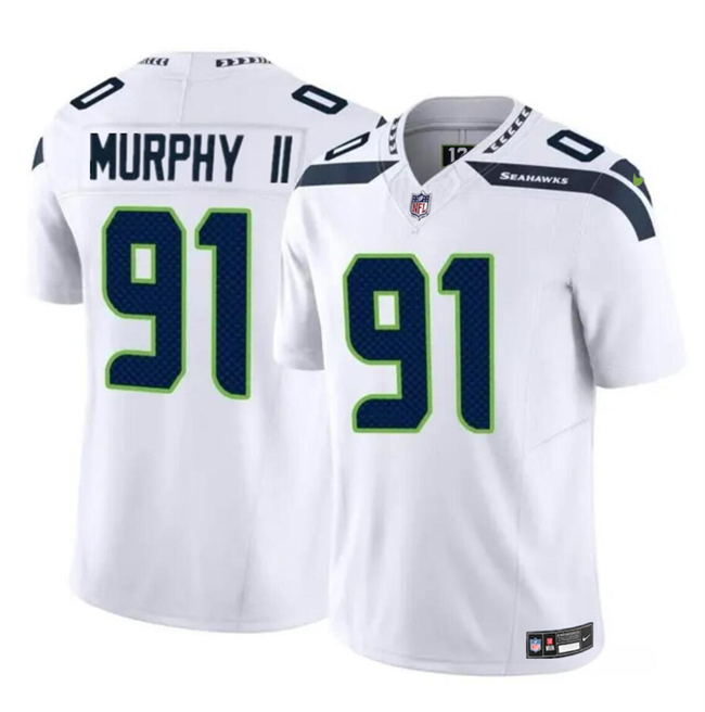 Personalized Men’s Seattle Seahawks #91 Byron Murphy II White 2024 Draft F.U.S.E Limited Stitched Football Jersey