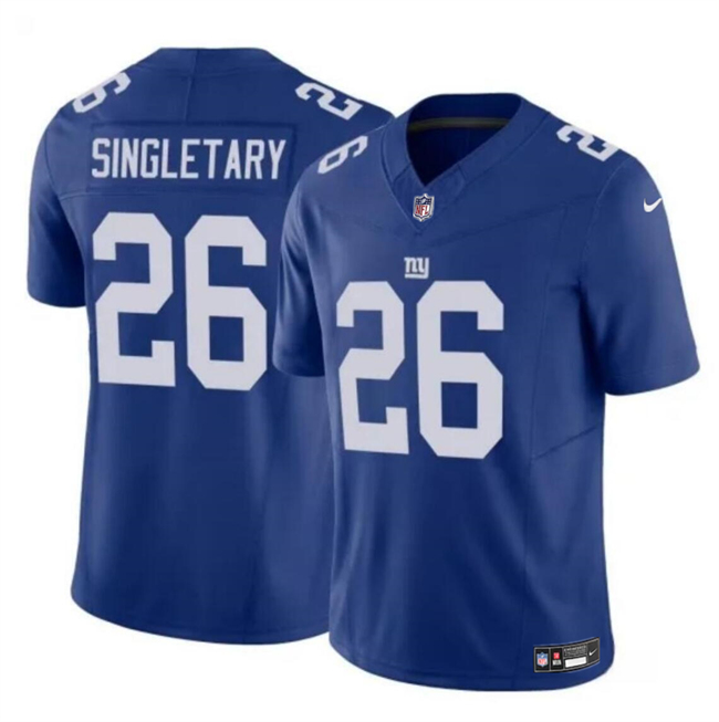 Personalized Men’s New York Giants #26 Devin Singletary Blue 2023 F.U.S.E. Untouchable Limited Stitched Jersey