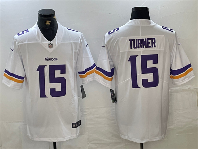 Personalized Men’s Minnesota Vikings #15 Dallas Turner White 2024 Draft Untouchable Limited Stitched Jersey