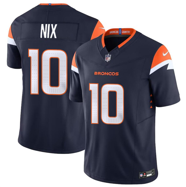 Personalized Men’s Denver Broncos #10 Bo Nix Navy 2024 Draft F.U.S.E. Alternate Limited Stitched Football Jersey